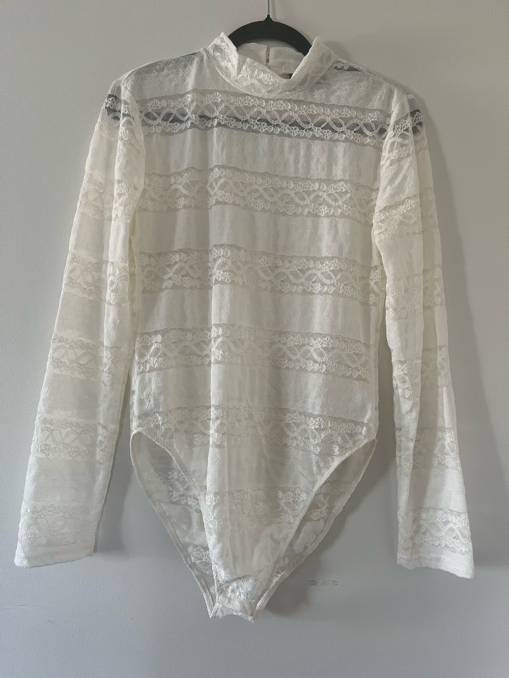 Ivory Lace Long Sleeve Bodysuit XL Bridal Shower Rehearsal Dinner Romantic